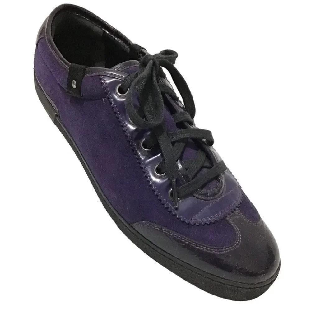 GUCCI Purple Suede Low Top Lace Up Sneakers Size 7 1/2